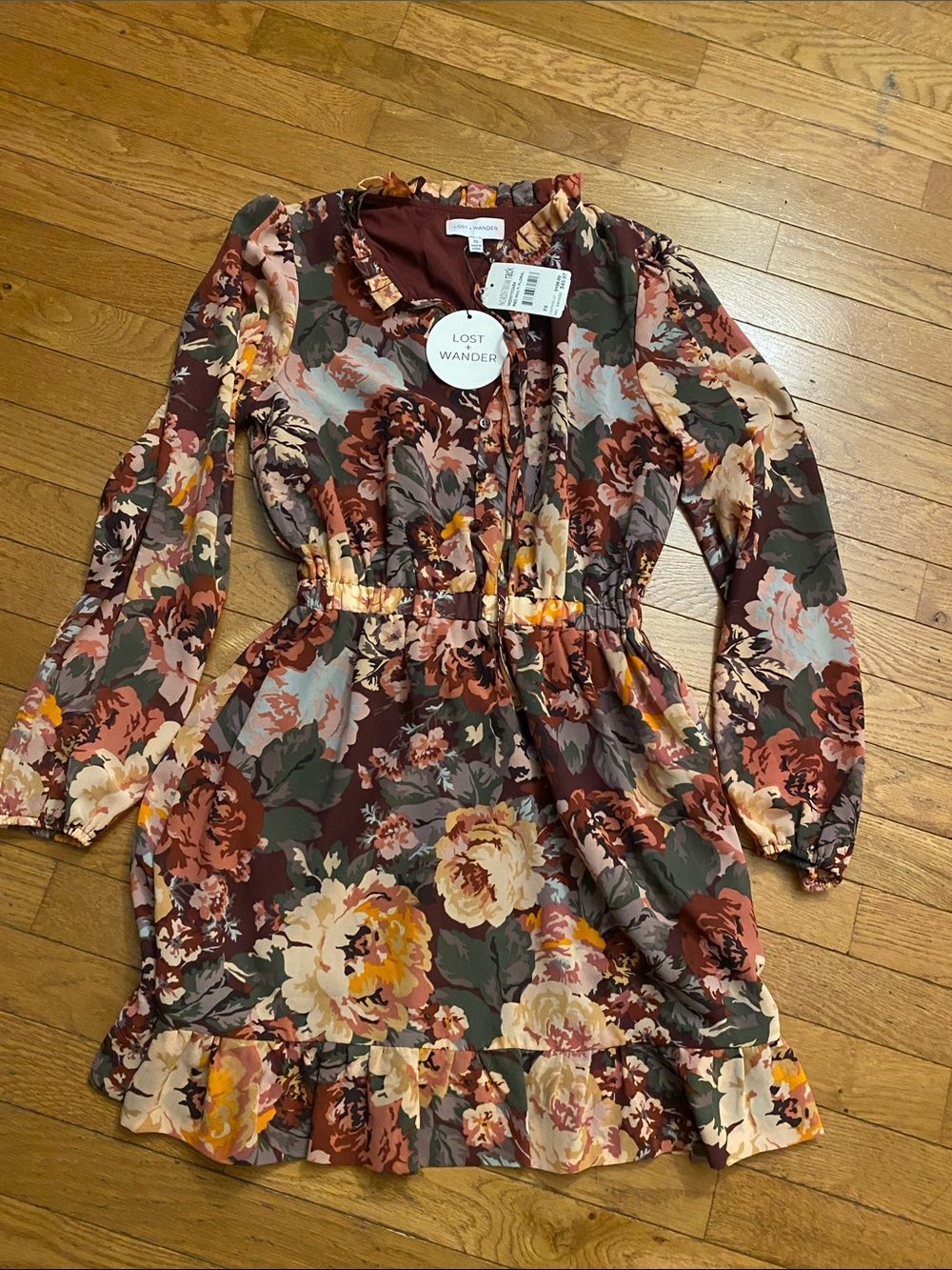 Lost + Wander Multi-Color Floral Ruffle Tie-Waist Dress